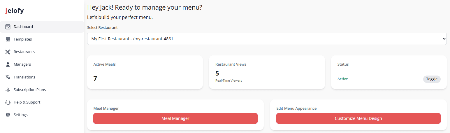 Dashboard with analytics and performance metrics